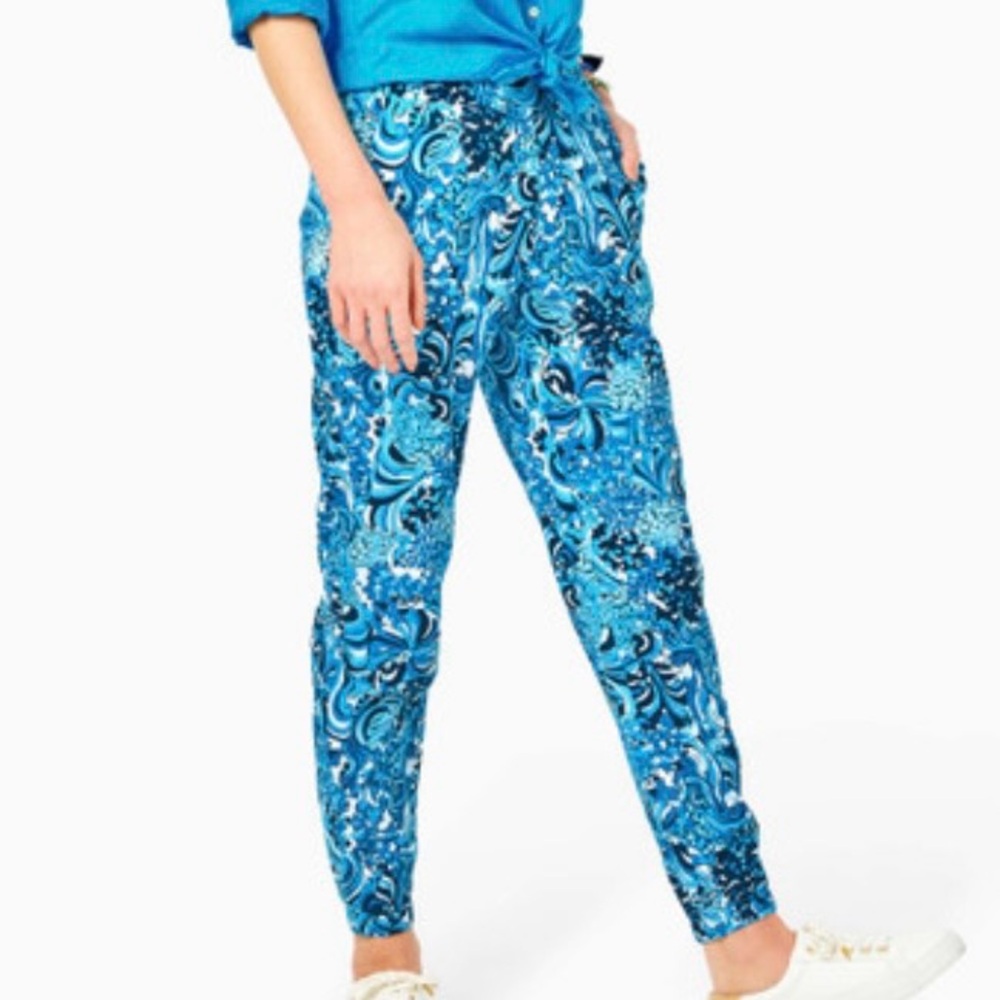 EUC Lilly Pulitzer RICI STRETCH PANT “Resort White Mermazing”, Size Large
